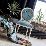 Стул из массива бука бирюзовый с изображением птиц и цветов Turquoise Beige Chinoiserie Birds Garden Chair варинант исполнения - 7 | Loft Concept в Челябинске