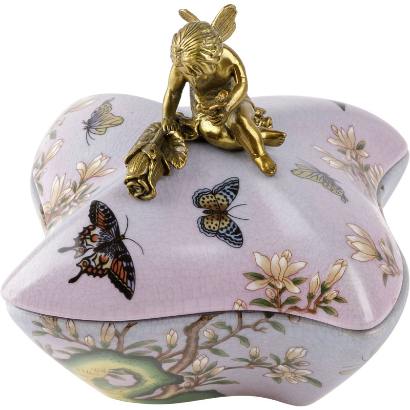 Фарфоровая шкатулка Butterflies and an angel Бронза Белый Розовый Зеленый Фарфоровая шкатулка Butterflies and an angel Бронза Белый Розовый Зеленый в Челябинске | Loft Concept