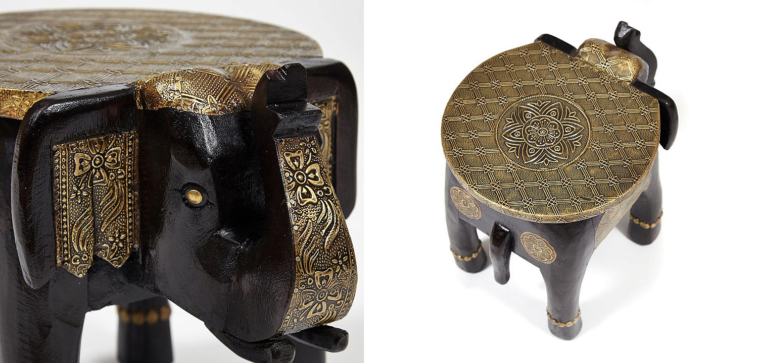 Журнальный стол Antique Indian Brass Mango Wood Elephant Table Журнальный стол Antique Indian Brass Mango Wood Elephant Table - Loft-Concept в Челябинске