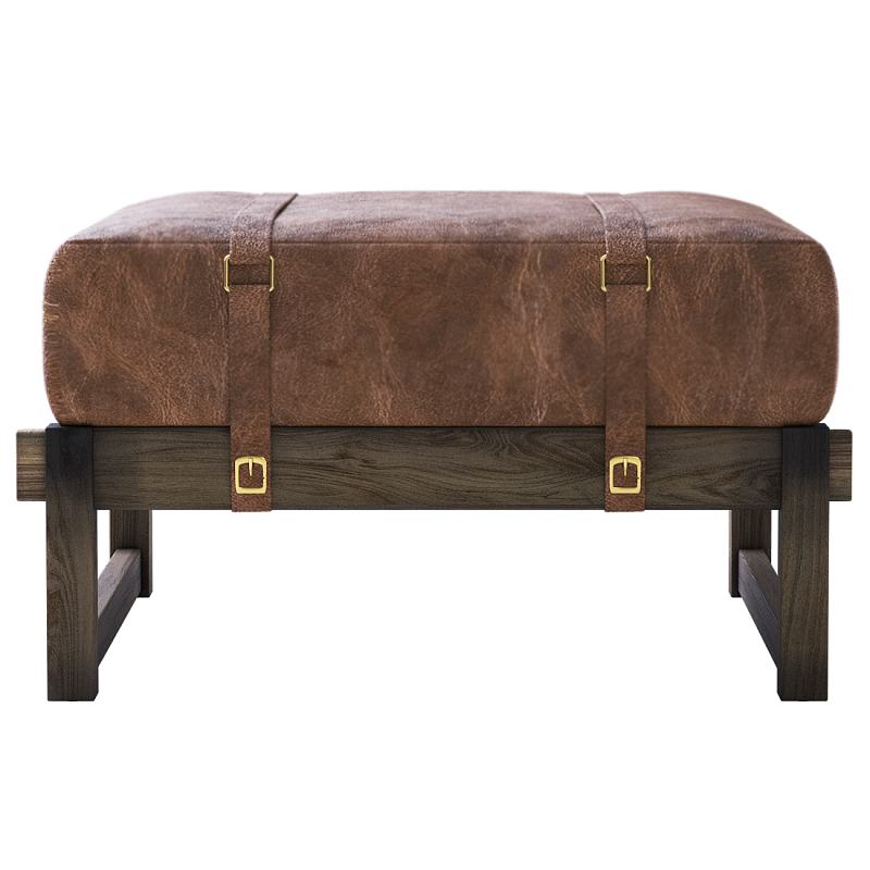 Пуф Duncan винтажная коричневая кожа  Коричневый винтаж в Челябинске | Loft Concept 