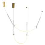 Подвесной светильник с 3-мя изогнутыми плафонами и белыми декоративными шариками PEARLS Suspension варинант исполнения - 4 | Loft Concept в Челябинске