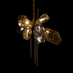 Люстра подвесная со стеклянными плафонами из дымчатого и золотистого с тремя вертикальными подвесками Gilded Mirage  варинант исполнения - 4 | Loft Concept в Челябинске