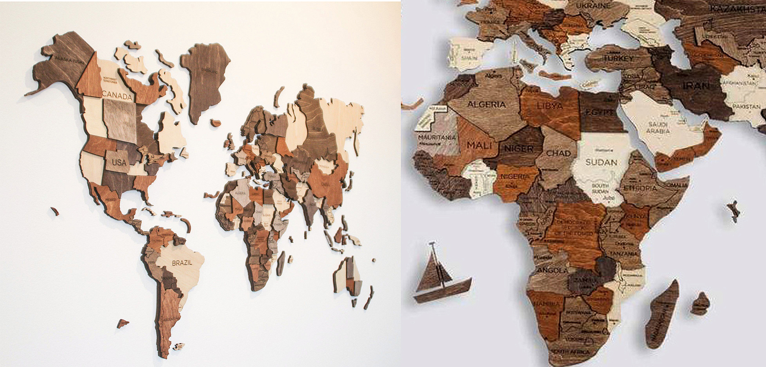 Аксессуар на стену Wooden World Map Аксессуар на стену Wooden World Map - Loft-Concept в Челябинске