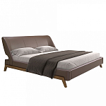 Кровать двуспальная с изголовьем из экокожи шоколадно-коричневого цвета Modern Look варинант исполнения - 1 | Loft Concept в Челябинске