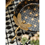 Блюдо черного цвета из фрафора на бронзовых ножках в виде стрекоз Eden Garden варинант исполнения - 5 | Loft Concept в Челябинске