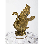 Конфетница из прозрачного рельефного стекла с ручками в виде стрекоз и фигуркой лебедя Eden Garden варинант исполнения - 3 | Loft Concept в Челябинске