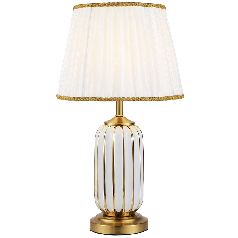 Настольная лампа с абажуром Terenzio White Table Lamp Белый Золотой Настольная лампа с абажуром Terenzio White Table Lamp Белый Золотой в Челябинске | Loft Concept