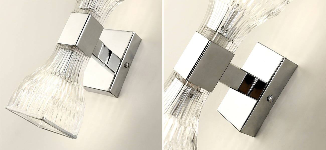 Бра с двумя плафонами из рельефного стекла GLASS HORN Chrome Бра с двумя плафонами из рельефного стекла GLASS HORN Chrome - Loft-Concept в Челябинске