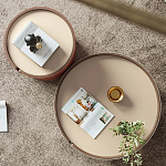 Круглый приставной стол Baxter Leather Side Table варинант исполнения - 3 | Loft Concept в Челябинске