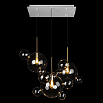Люстра подвесная 3 лампы с прозрачными стеклянными шарами и золотыми деталями Giopato & Coombes варинант исполнения - 2 | Loft Concept в Челябинске