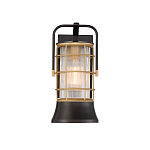 Настенный фонарь цилиндрической формы с рифленым стеклом в золотом каркасе на черном прямоугольном основании Eurofase варинант исполнения - 12 | Loft Concept в Челябинске