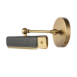 Светильник для картин цвет винтажная латунь с прямоугольным плафоном из кожи черного цвета Alora варинант исполнения - 2 | Loft Concept в Челябинске