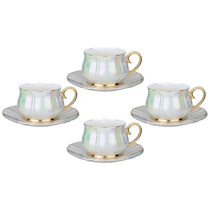 Чайный набор из фарфора на 4 персоны 8 предметов Porcelain Pearl Жемчужный Чайный набор из фарфора на 4 персоны 8 предметов Porcelain Pearl Жемчужный в Челябинске | Loft Concept