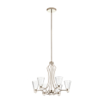 Люстра цвета никель с 6-ю рифлеными стеклянными плафонами и изогнутым каркасом Kichler варинант исполнения - 2 | Loft Concept в Челябинске