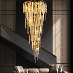 Люстра многоярусная с каркасом из металла и прозрачными подвесками FAIRYTREE Light варинант исполнения - 3 | Loft Concept в Челябинске