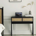 Дизайнерский письменный стол матово-чёрного цвета с 2-мя плетеными ящиками Glade Desk варинант исполнения - 2 | Loft Concept в Челябинске