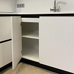 Угловой кухонный гарнитур Жемчужный белый Серый Clarke Kitchen Set White Grey варинант исполнения - 4 | Loft Concept в Челябинске