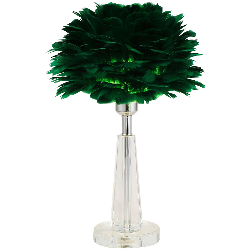 Настольная лампа с перьями Plumage Green Table Lamp Зеленый Прозрачный Хром Настольная лампа с перьями Plumage Green Table Lamp Зеленый Прозрачный Хром в Челябинске | Loft Concept