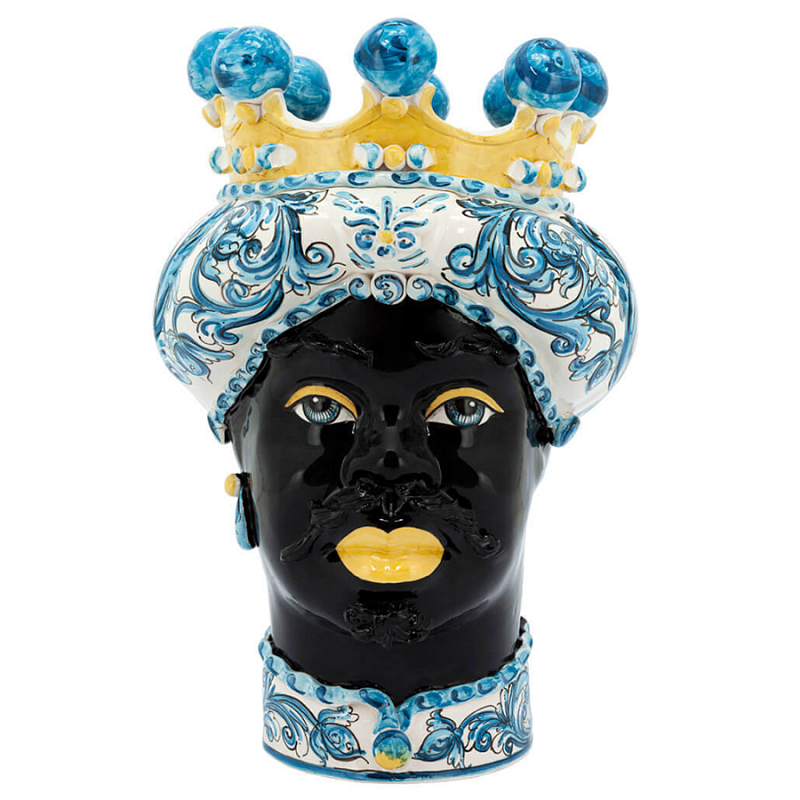 Ваза VASE MORO MAN ORNATE Blue and Yellow Синий Желтый Ваза VASE MORO MAN ORNATE Blue and Yellow Синий Желтый в Челябинске | Loft Concept