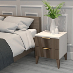 Тумба прикроватная коричневая с белой столешницей и двумя ящиками Harper Line варинант исполнения - 3 | Loft Concept в Челябинске