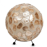 Настольная лампа из перламутра на металлическом каркасе Indonesian Circle варинант исполнения - 3 | Loft Concept в Челябинске