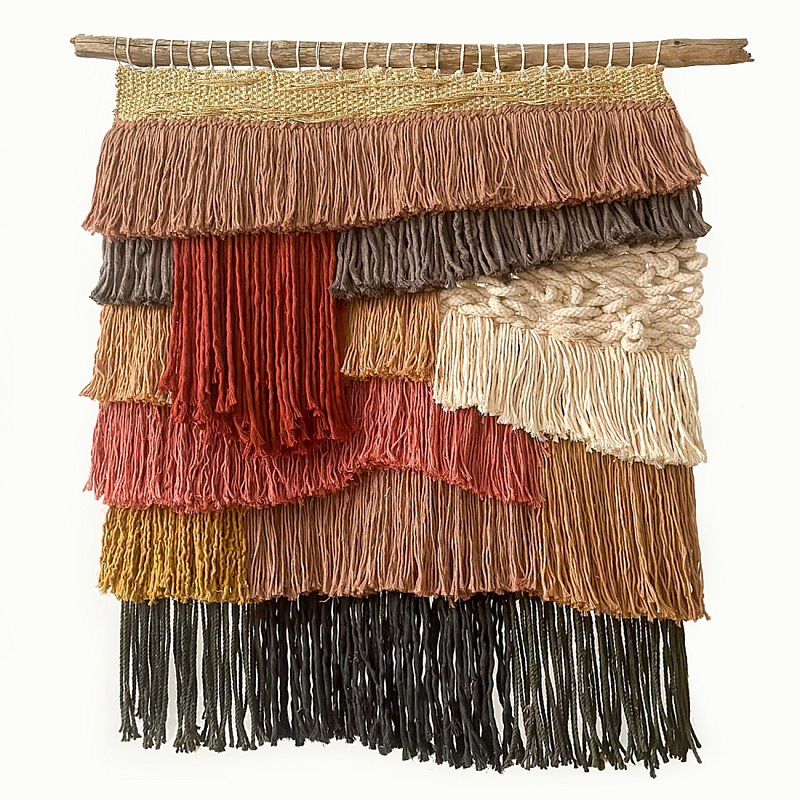 Текстильное Панно с бахромой Бежевый Терракотовый в Челябинске | Loft Concept 