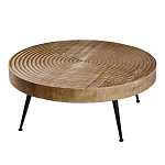 Журнальный столик с круглой фактурной столешницей из натурального дерева Vortex варинант исполнения - 1 | Loft Concept в Челябинске