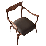 Стул деревянный с мягким сиденьем из коричневой натуральной кожи Moon Walnut Furniture варинант исполнения - 13 | Loft Concept в Челябинске