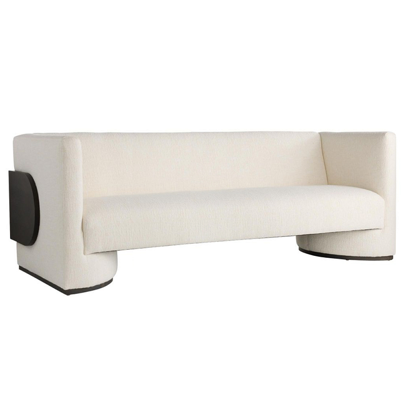 Трехместный диван Florida Sofa с элегантным деревянным декором Белый Черный Трехместный диван Florida Sofa с элегантным деревянным декором Белый Черный в Челябинске | Loft Concept