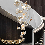 Люстра каскадная из белых цветов каллы и птичек Refined Taste of Light варинант исполнения - 2 | Loft Concept в Челябинске