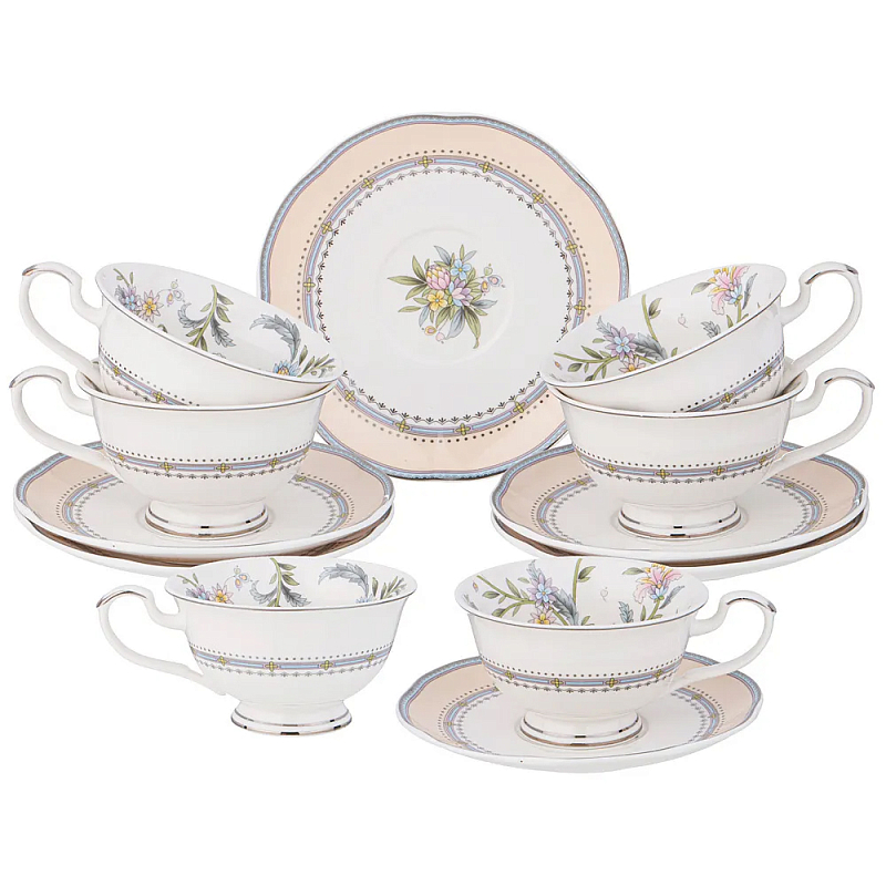 Чайный сервиз из фарфора на 6 персон 12 предметов Tea Flower Set Мульти в Челябинске | Loft Concept 
