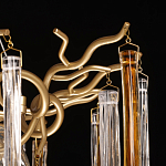 Люстра подвесная золотого цвета с разветвленными ветвями и прозрачными стеклянными подвесками Droplet Chandelier варинант исполнения - 8 | Loft Concept в Челябинске