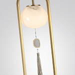 Торшер с шарообразным плафоном из белого стекла с подвеской из камня и длинной кисточкой Agatelle варинант исполнения - 4 | Loft Concept в Челябинске