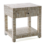 Тумбочка прикроватная Vancouver Bone Inlay Bedside Beige варинант исполнения - 1 | Loft Concept в Челябинске