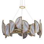 Люстра круглая с полукруглыми плафонами из искусственного алебастра в бронзовой оправе Marbella варинант исполнения - 1 | Loft Concept в Челябинске