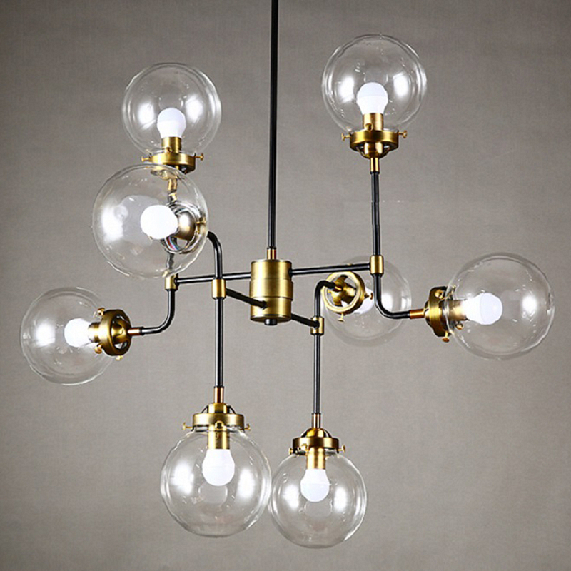 Люстра Бистро Globe Clear Glass Chandelier 8 Черный в Челябинске | Loft Concept 