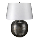 Настольная лампа с круглым фарфоровым основанием ручной работы с покрытием глазурью и белым абажуром из искусственного шелка Elstead Lighting варинант исполнения - 1 | Loft Concept в Челябинске