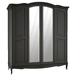 Шкаф черный четырехдверный из массива бука с зеркалами Black Provence варинант исполнения - 1 | Loft Concept в Челябинске