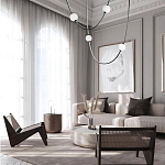 Подвесной светильник в форме дуги с белыми шарообразными плафонами Flos Wireline Lighting варинант исполнения - 4 | Loft Concept в Челябинске