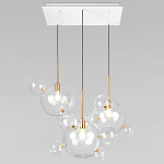 Люстра подвесная 3 лампы с прозрачными стеклянными шарами и золотыми деталями Giopato & Coombes варинант исполнения - 1 | Loft Concept в Челябинске