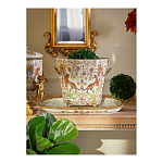 Кашпо с растительным и животным орнаментом на бронзовых ножках Turquoise Blooming Garden варинант исполнения - 5 | Loft Concept в Челябинске