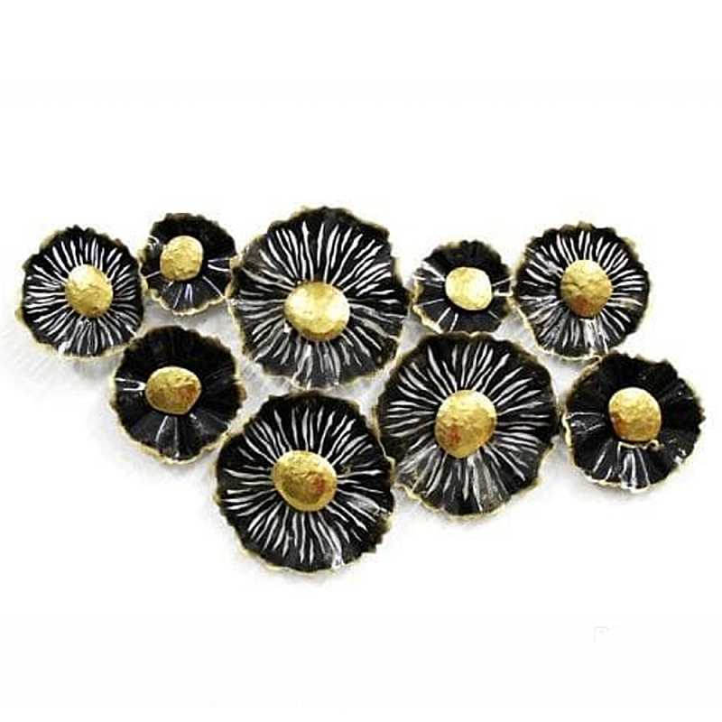 Панно настенное Blank Sheet Black flower Золотой Черный Панно настенное Blank Sheet Black flower Золотой Черный в Челябинске | Loft Concept