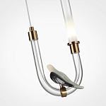 Подвесной светильник с декоративной фигуркой птицы на прозрачной изогнутой трубке Ganthea варинант исполнения - 5 | Loft Concept в Челябинске