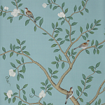 Обои ручная роспись Gustavian Garden Special Colourway on Duck Egg dyed silk варинант исполнения - 1 | Loft Concept в Челябинске