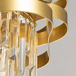 Люстра цвета матового золота с металлическими лентами и длинными прозрачными подвесками Gilded Waves варинант исполнения - 9 | Loft Concept в Челябинске