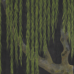 Обои ручная роспись Willow Original colourway on Edo Night painted silk варинант исполнения - 1 | Loft Concept в Челябинске