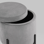 Серый пуф на черных ножках SANJAY варинант исполнения - 3 | Loft Concept в Челябинске