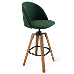 Барный стул со спинкой и металлической подставкой на 4-х деревянных ножках Зеленый Велюр Vendramin Chair варинант исполнения - 1 | Loft Concept в Челябинске
