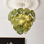 Люстра из зеленых стеклянных дисков с перламутровым эффектом Green Glowing Glaze варинант исполнения - 4 | Loft Concept в Челябинске
