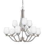 Люстра двухъярусная с белыми матовыми стеклянными плафонами в форме винных бокалов Feiss варинант исполнения - 1 | Loft Concept в Челябинске